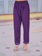 Embroidered Kurta With Pant & Embroidered Dupatta, Purple - Hiral Fashion | Grocsy