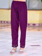 Embroidered Kurta With Pant & Embroidered Dupatta, Purple - Hiral Fashion | Grocsy