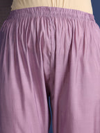 Placement Embroidered Kurta With Pant & Organza Printed Dupatta, Lavender - Hiral Fashion | Grocsy