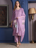 Placement Embroidered Kurta With Pant & Organza Printed Dupatta, Lavender - Hiral Fashion | Grocsy