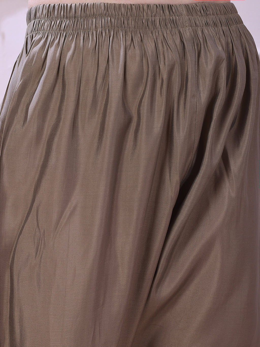 Taupe Floral-Embroidered Straight Suit Set With Lace-Bordered Dupatta And Tapered Pants, Taupe - Hiral Fashion | Grocsy