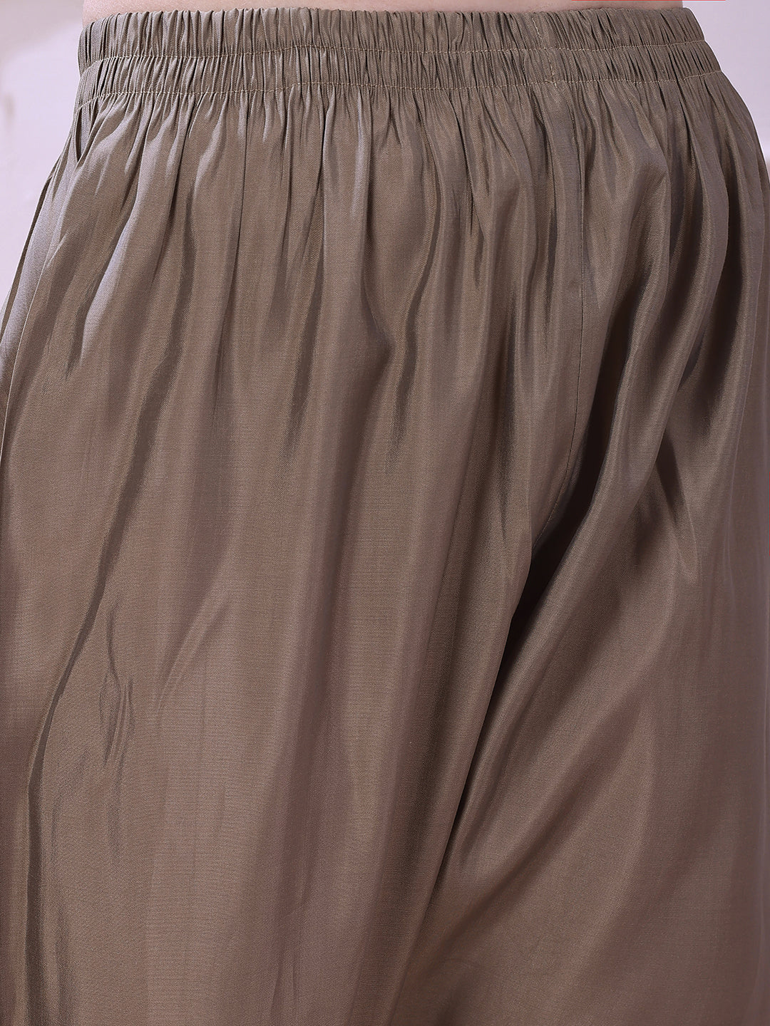 Taupe Floral-Embroidered Straight Suit Set With Lace-Bordered Dupatta And Tapered Pants, Taupe - Hiral Fashion | Grocsy