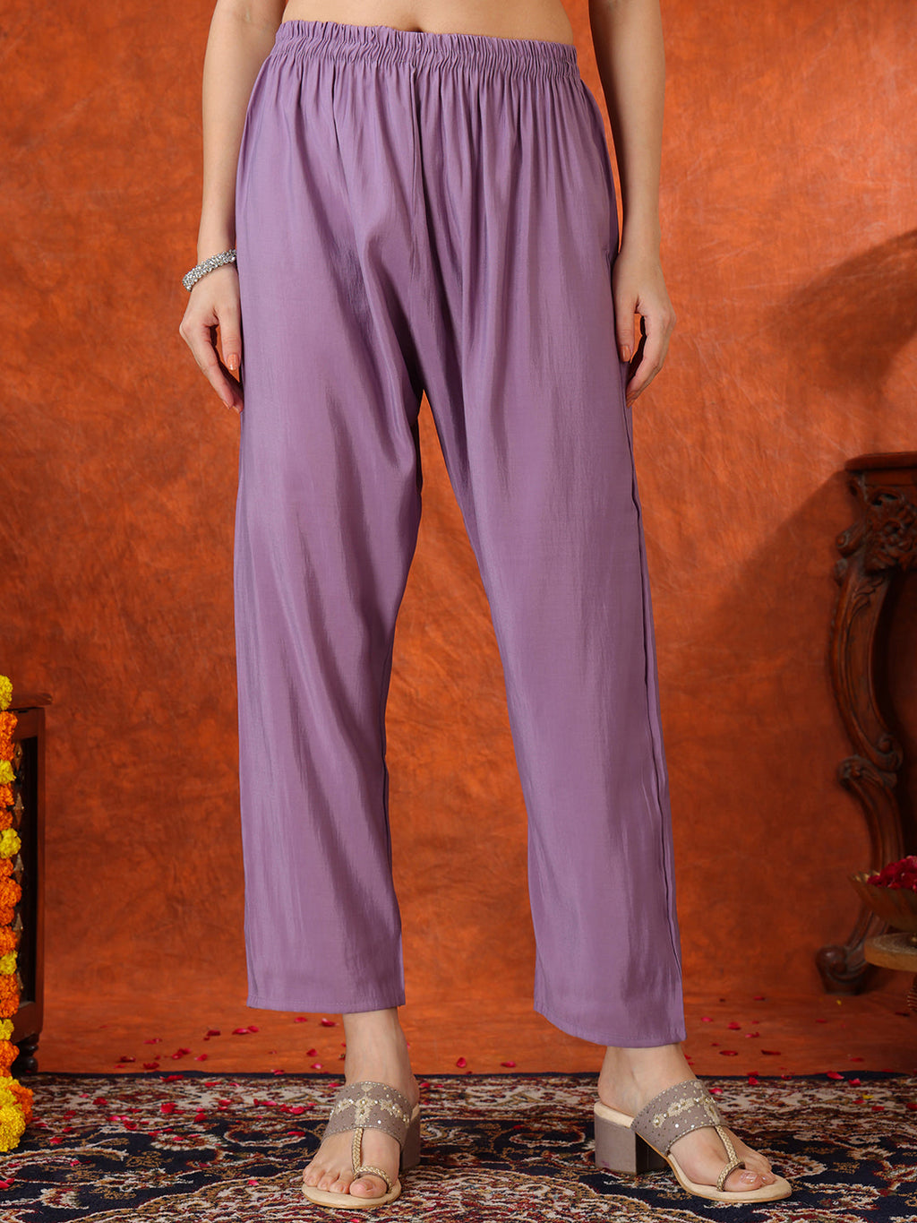 Embroidered Kurta With Pant & Embroidered Dupatta, Lavender - Hiral Fashion | Grocsy