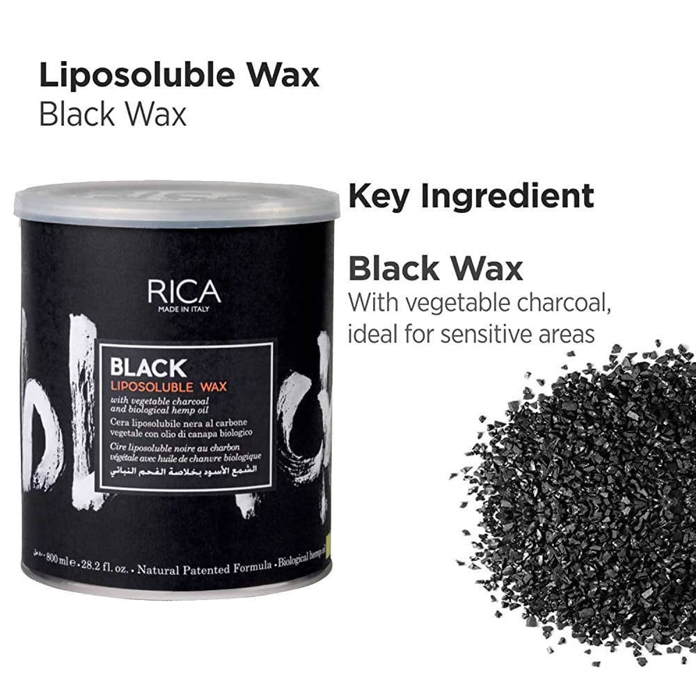 Rica Black Liposoluble Wax With Vegetable Charcoal, For All Skin Types | Grocsy