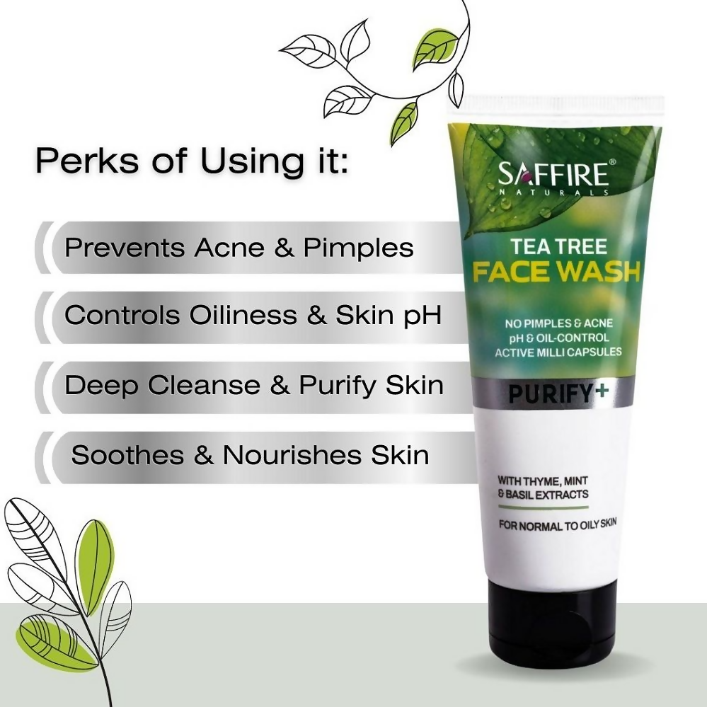 Saffire Naturals Tea Tree Purifying & Cleansing Face Wash | Grocsy