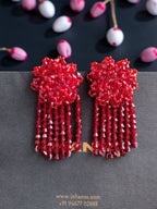 Inhanns Handmade Crystal Water Fall Earrings - Short - Maroon Small | Grocsy
