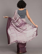 Suta Mauve Burgundy Tie and Dye Saree | Grocsy
