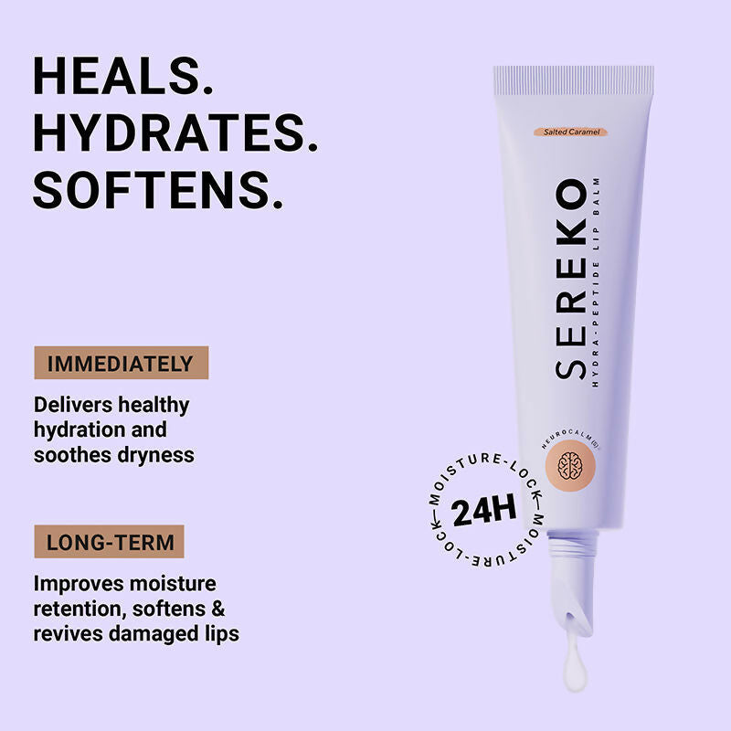 Sereko Hydra - Peptide Lip Balm, Clear, Enriched With Ceramides Barrier Repair Salted Caramel | Grocsy