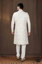 Joban Fashion Men's Off-White Base Silk Kurta with Pyjama | Grocsy