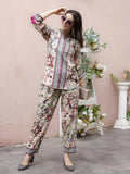 Cream Rayon Floral Printed Top with Matching Bottom - Eesha | Grocsy