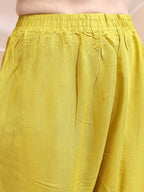 Hand Embroidered Kurta With Pant & Dupatta, Mustard - Hiral Fashion | Grocsy