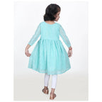 Akarshan viscose Lukhnowi Chikankari Anarkali kurta with Leggings - Green | Grocsy