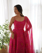 Joban Fashion Pink Kurta Set Chiffon Sequin Embroidery Work | Grocsy