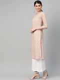 Yufta Women Mauve & White Printed Kurta with Palazzo & Dupatta | Grocsy