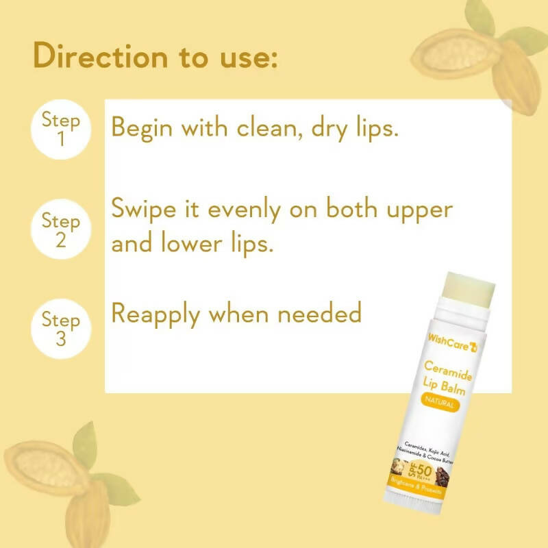 Wishcare Ceramide Lip Balm with SPF50 PA+++ - Natural | Grocsy