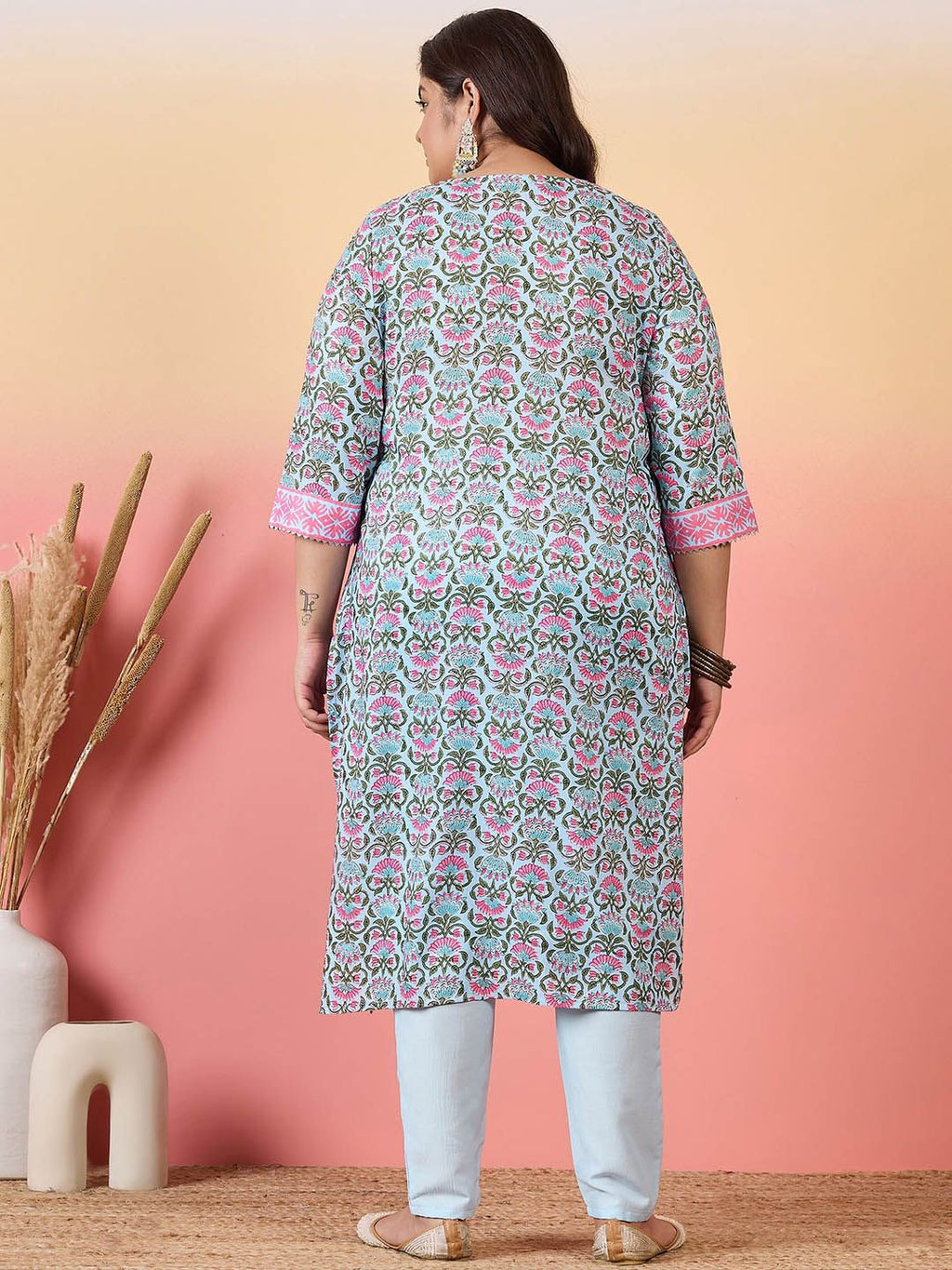 Sztori Women Floral Printed Regular Kurta with Trousers | Grocsy