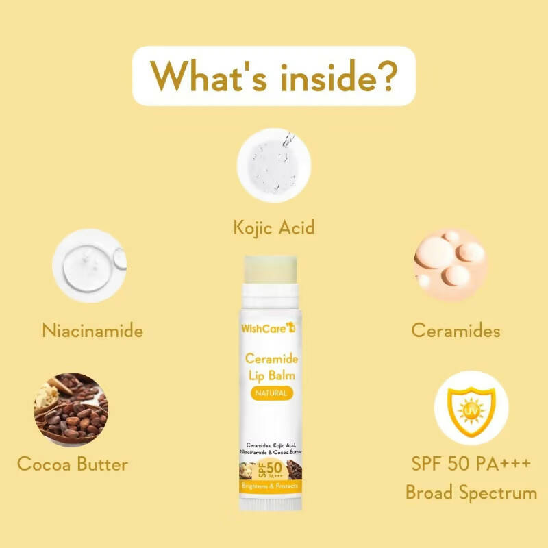 Wishcare Ceramide Lip Balm with SPF50 PA+++ - Natural | Grocsy