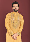 Prazu Fashion Yellow Soft Silk Real Mirror Work Kurta | Grocsy