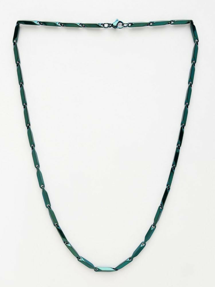 NVR Men's Handcrafted Green Rhodium Plated Chain | Grocsy