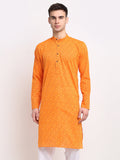 Jompers Men's Yellow Cotton Printed Kurta Only | Grocsy