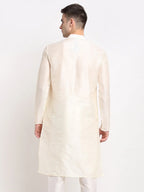 Jompers Men's White Solid Dupion Silk Kurta Only | Grocsy