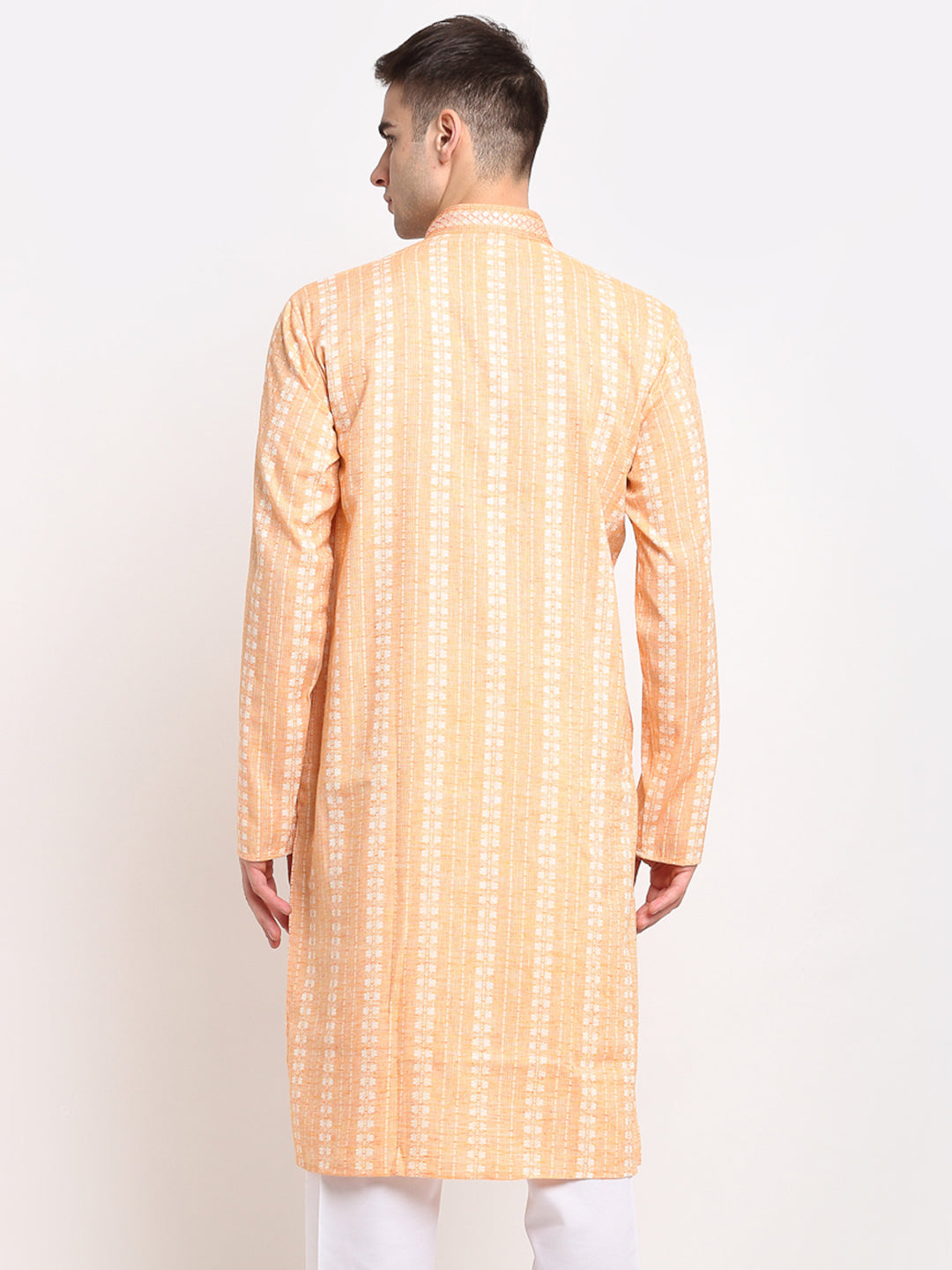 Jompers Men's Woven Kurta - Orange | Grocsy