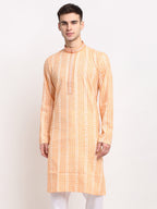 Jompers Men's Woven Kurta - Orange | Grocsy