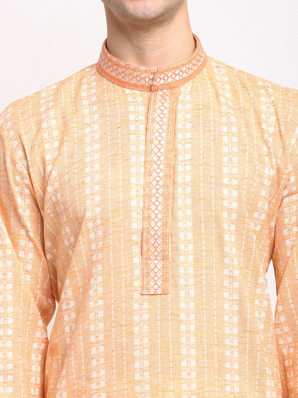 Jompers Men's Woven Kurta - Orange | Grocsy