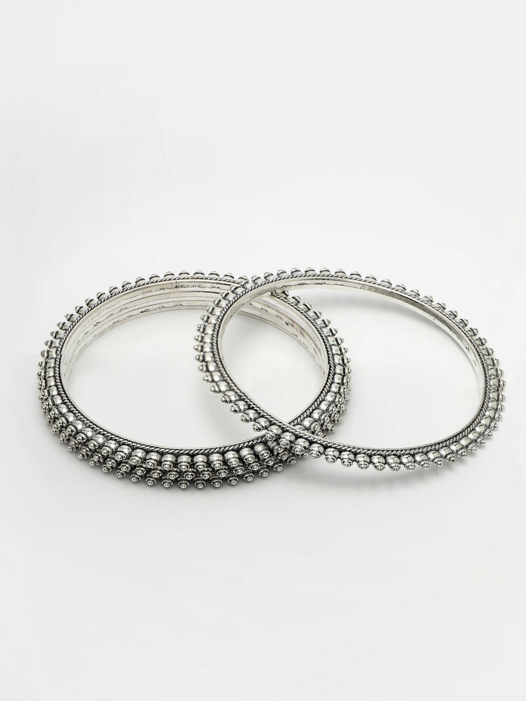 NVR Women's Set of 4 Silver-Toned German Silver Oxidised Bangles | Grocsy