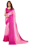 Vamika Georgette Satin Pink Desinger Satin Patta Saree | Grocsy