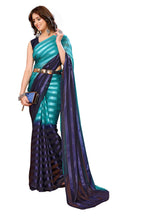 Vamika Georgette Satin Green Desinger Satin Patta Saree | Grocsy