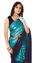Vamika Georgette Satin Green Desinger Satin Patta Saree | Grocsy
