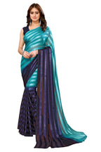Vamika Georgette Satin Green Desinger Satin Patta Saree | Grocsy