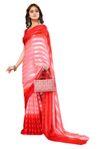 Vamika Georgette Satin Red Desinger Satin Patta Saree | Grocsy