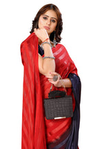 Vamika Georgette Satin Red Desinger Satin Patta Saree | Grocsy