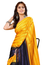 Vamika Georgette Satin Yellow Desinger Satin Patta Saree | Grocsy