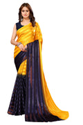 Vamika Georgette Satin Yellow Desinger Satin Patta Saree | Grocsy