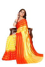 Vamika Georgette Satin Yellow Desinger Satin Patta Saree | Grocsy