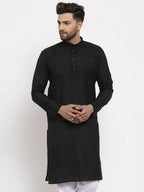 Jompers Men's Black & White Solid Kurta Only | Grocsy