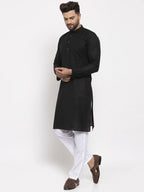 Jompers Men's Black & White Solid Kurta Only | Grocsy