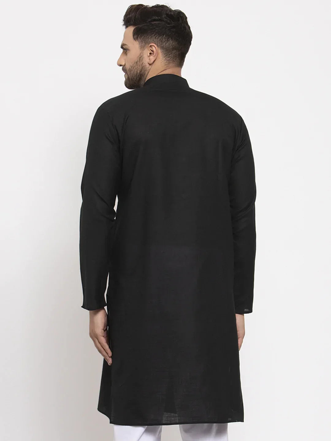 Jompers Men's Black & White Solid Kurta Only | Grocsy