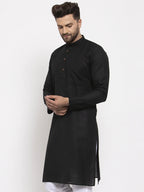 Jompers Men's Black & White Solid Kurta Only | Grocsy