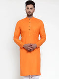 Jompers Men's Orange & White Solid Kurta Only | Grocsy