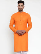 Jompers Men's Orange & White Solid Kurta Only | Grocsy