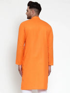 Jompers Men's Orange & White Solid Kurta Only | Grocsy