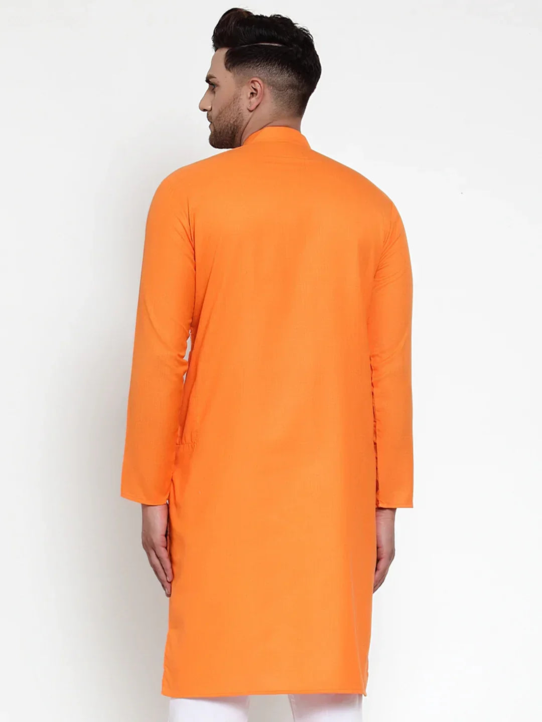 Jompers Men's Orange & White Solid Kurta Only | Grocsy