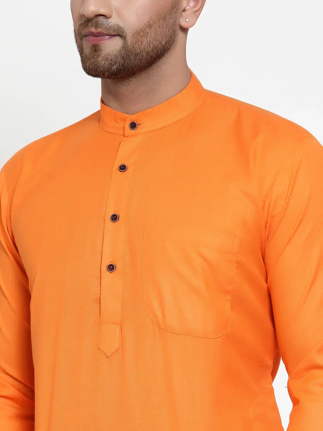 Jompers Men's Orange & White Solid Kurta Only | Grocsy