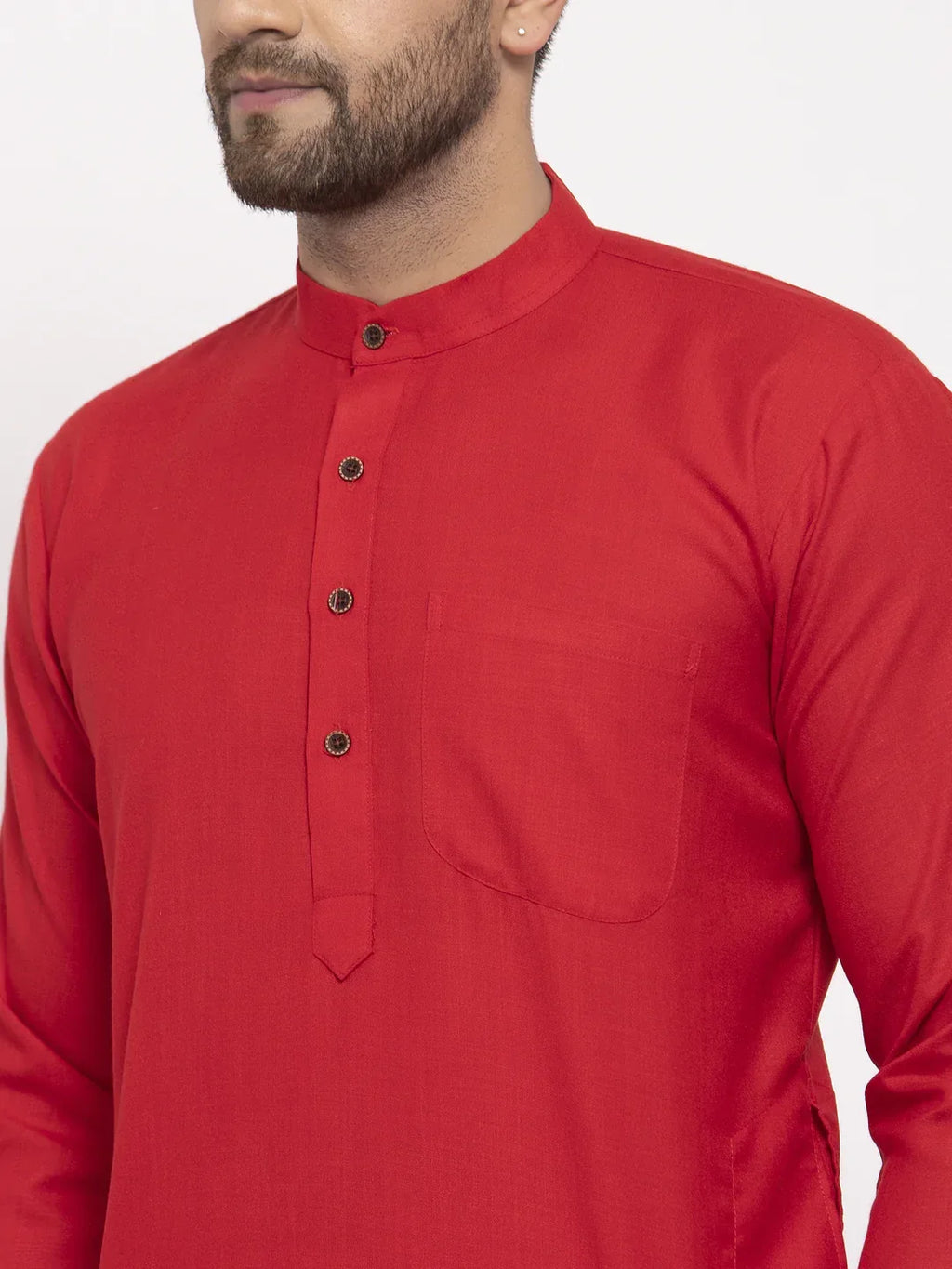 Jompers Men's Red & White Solid Kurta Only | Grocsy
