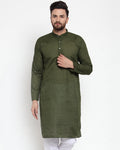 Jompers Men Olive Green Chikan Kurta Only | Grocsy