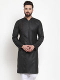Jompers Men Black Solid Mandarin Collar Kurta Only | Grocsy
